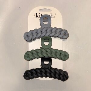 Kitsch Braided Hair Claw Clips - Gray, Olive, Black